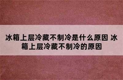 冰箱上层冷藏不制冷是什么原因 冰箱上层冷藏不制冷的原因